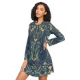 thumbnail image 3 of FORMRS Womens Long Sleeve Nightgowns Crew Neck Sleep Shirt Soft Pajamas Sizes S-3XL, Shadowy Forest Pattern, 3 of 8