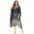 thumbnail image 5 of Sakkas Clementine Women's Tie Dye Caftan Dress/Cover Up Beach Kaftan Boho Summer - 35-BlackMint - One Size, 5 of 5
