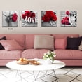 thumbnail image 3 of Red Rose Wall Art for Couples Bedroom Living Room Black and White Wall Decor for Bathroom Accessories Flower Love Sign Canvas Prints Pictures Romantic Floral Artwork Home Decorations 16 x 16" 4 Sets, 3 of 6