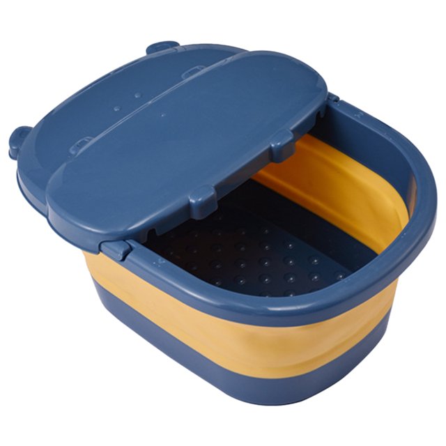 Cubo de baño para pies plegable portátil con tapa de Azul Sunnimix Cuenca de baño de pie plegable