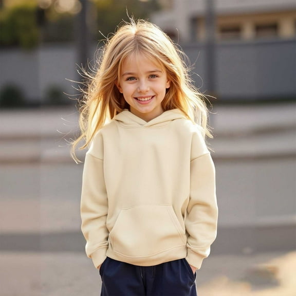 Hoddies Kids Beige Hoodies Long Sleeve Casual Basic Pullover Sweatshirt Hoodie Fall Clothes Little Boy Clothes 3T