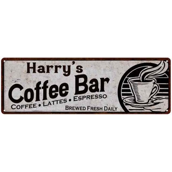 Harry's Coffee Bar Personalized Sign Kitchen Decor 8x24 108240007275