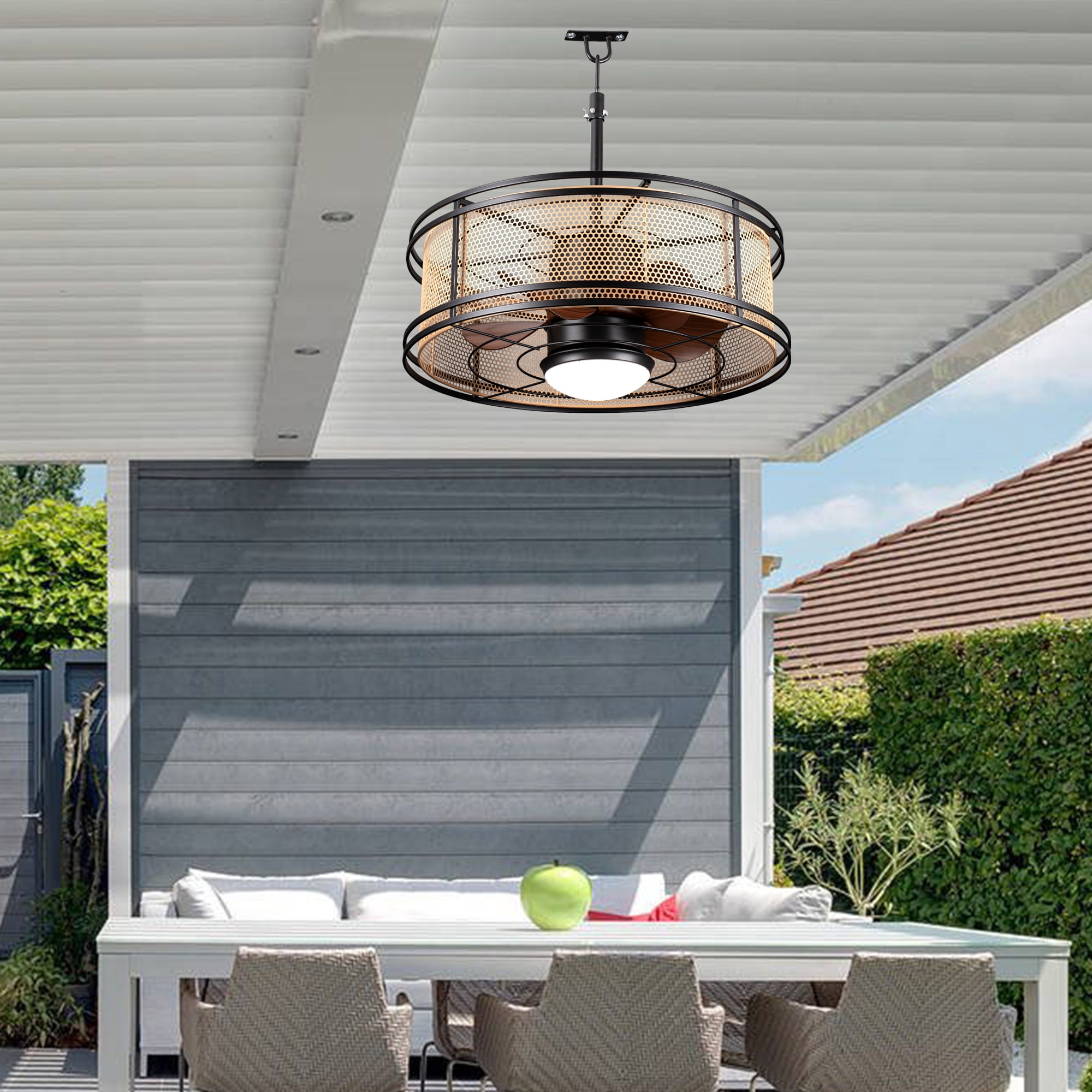 Chords Attic 24" 5-Blade Outdoor/Indoor Reversible Smart Ceiling Fan with LED Lights and Remote Control Included