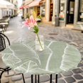 thumbnail image 6 of Tropical Bloom Silhouettes Round Tablecloth for 36-44 Inch Tables, Fitted Table Cover with Elastic Edge, Green Palm Leaf Waterproof Outdoor Table Cloth Protector for Patio Garden Dinner Picnic, 6 of 9