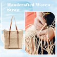 thumbnail image 4 of Miss Fong Bolsa De Playa Bolsas De Playa Para Mujer Bolsa De Paja Bolsa De Playa Bolsa De Playa De Paja Con Bolsillo Interior Con Cremallera Y Asa De Cuero, 4 of 5
