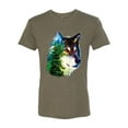thumbnail image 2 of Earth Wolf Trees Mountains Nature Animal Lover Mens Premium Tri Blend T-Shirt, Military Green, Small, 2 of 3