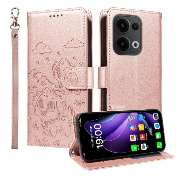 Funda Cartera GANGXUN con Diseño de Perrito en Relieve para OPPO Reno 14 5G , Protección 360° con Ranuras y Correa Desmontable