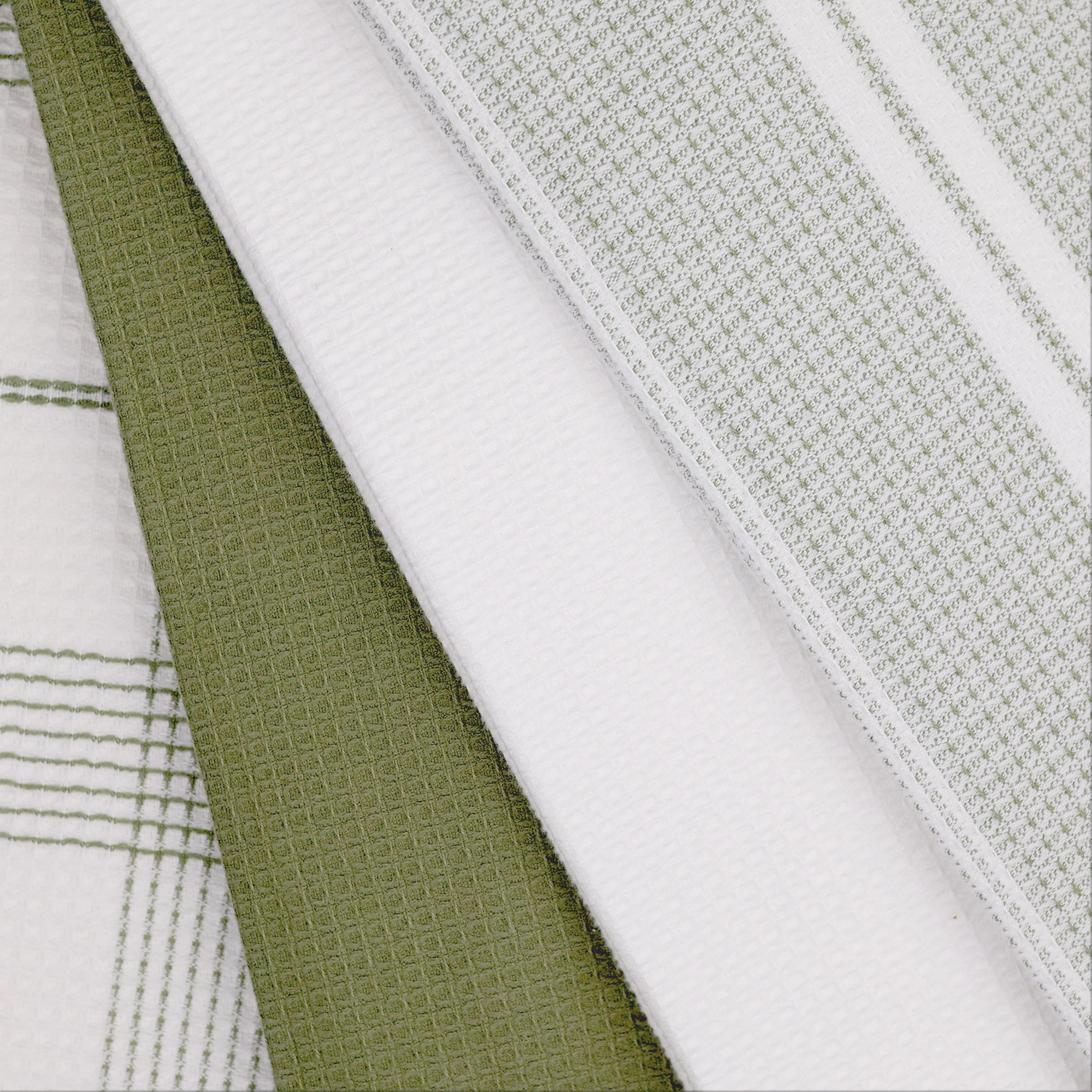 Better Homes & Gardens 4 Piece Cotton Waffle Kitchen Towel Set, Green