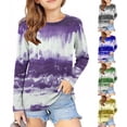 thumbnail image 6 of Gpaecead Girls Long Sleeve Prints Shirts Cute Crewneck Tops Dressy Casual Basic Tees Blue, 6 of 6