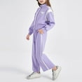 thumbnail image 2 of Rovga Little Girl Outfits Long Sleeve Children'S Sports Zipper Stand Up Collar Top And Trousers Splicing Hoodie Fashion Set Comeortable Daily Wear 9-10 Years, 2 of 8