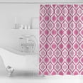 thumbnail image 2 of Pink Shower Curtain, 48" x 72", Morocco Geometric Abstract Waterproof Bathroom Curtain Washable Shower Curtain Set with 12 Hooks, 2 of 6