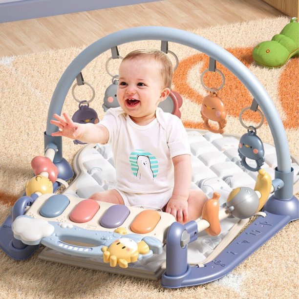 Baby Gym Mat , HDJ Upgrade Play Mat with Side Rails and Toys for Boys