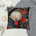 thumbnail image 2 of Shiartex Chinese Lanterns and Flowers Floral，Printed Throw Pillow Square Decorative Pillow Case for Sofa, Chair, Daybed，Red and Black，Multi-Size, 2 of 5