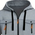 thumbnail image 5 of DDAPJ pyju Mens Zip Up Hoodies Color Block Casual Athletic Jackets Outdoor Cargo Tactical Hoodie Jacket with Multi Pockets Gray XL, 5 of 8