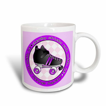 - 3dRose Derby Chicks Roll With It Purple with Black Roller Skate, Ceramic Mug, 11-ounce