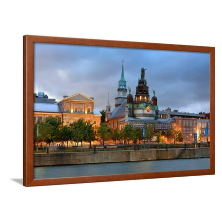 Old Architecture at Dusk on Street in Old Montreal in Canada Framed Print Wall Art By Songquan