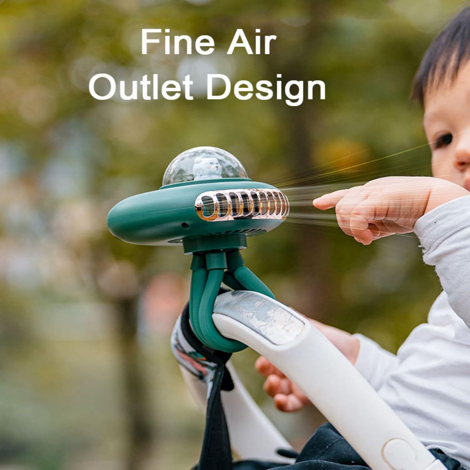 Stroller Fan With Flexible Tripod Clip On, Adjustable 4-Speed，Mini Portable Fan Usb Rechargeable Battery Operated, Small Personal Handheld Fan Cooling For Bed, Car Seat, Travel, Camping (Green)