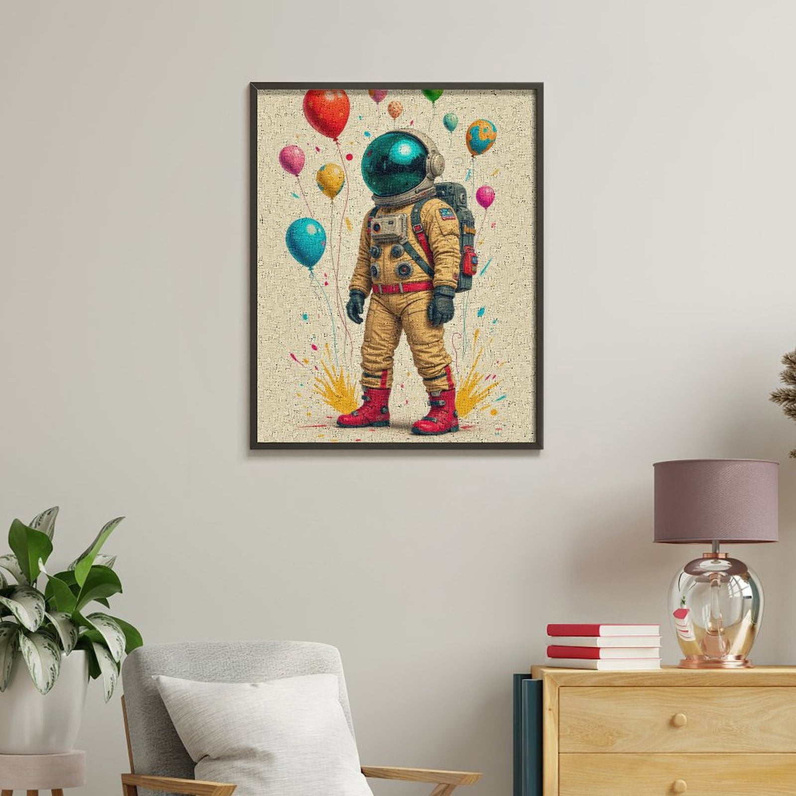 Paint By Numbers Kit for Adults Beginner - DIY Astronaut Balloons Celebration Art Canvas Painting Kits for Adults, Frameless Paint By Number for Adults for Home Wall Decor 16x20 Inch