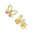 thumbnail image 3 of Jewelstop 14K Real Yellow Gold Butterfly Post Stud Pink Cubic Zirconia Earrings, 3 of 5