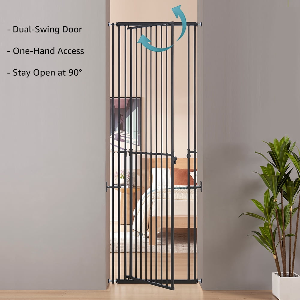Unipaws Extra Tall Cat Gate, Adjustable 47’’-87’’ Height, Fits 27.5’’-32’’ Wide Openings, Dog Gate for Doorways Stairs, No Drilling Pet Safety Barrier Indoor Use, Metal Fence for Dogs Cats