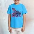 thumbnail image 2 of NIEWTR Boys Girls Summer Beach Print T Shirt Short Sleeve O Neck Tops Solid Color Summer T Shirt SIZE 2-14 Years Summer Shirt Boys Girls (13-14 Years,A124-Sky Blue), 2 of 4