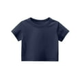 thumbnail image 5 of CCRFTGI Short Sleeve Tshirt for Boys Crewneck Crop Top Casual Navy T Shirts 2025 Summer Plain T Shirts,Navy 2-3 Years, 5 of 9