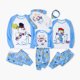 thumbnail image 1 of Pijama navideño familiar a juego con estampado de muñeco de nieve, mangas raglán azules, cordón y bolsillos (resistente al fuego), 1 of 5