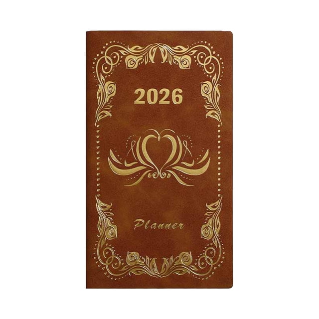 2026 Daily Planner Portable Notebook 6.8 in x 3.7 in Lined Paper Journal with Wood Pulp Pages and Solid Cover