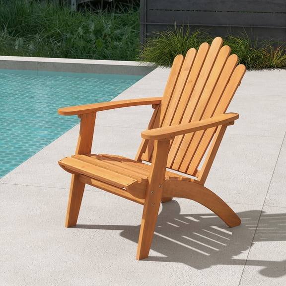Gymax Adirondack Chair w/ Slatted Backrest & Seat Built-in Armrests for Backyard