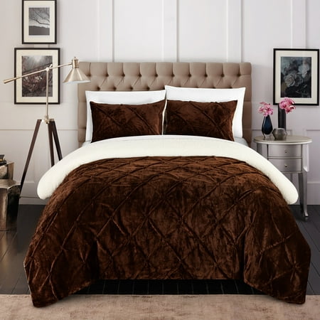 Luxury Chiara 7 Piece Ultra Plush Sherpa Lined Bed in a Bag Comforter