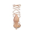 thumbnail image 2 of BLISSFUL STEP Women Woven Strap Lace Up Strappy Stiletto Heel Sandals Nude 10, 2 of 7