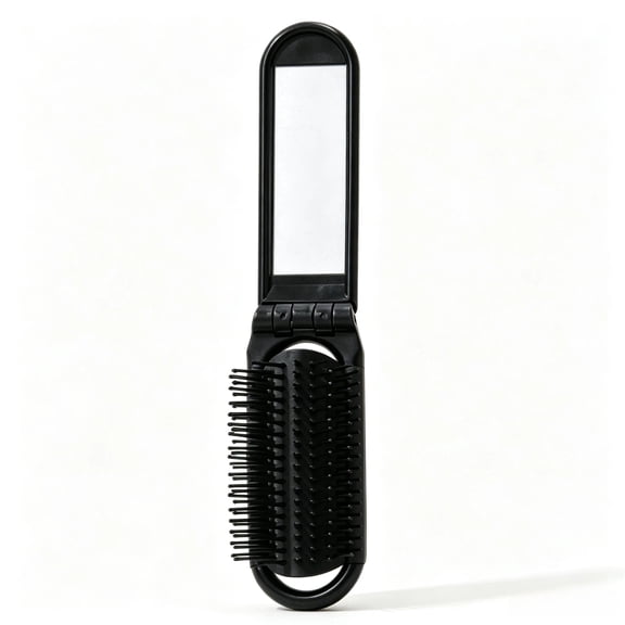 Portable Foldable Hair Brush, Mini Pocket Nylon Bristles with Mirror