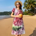 thumbnail image 4 of Lsque Watermelon Splash Realism Art Print Women's Casual Dress T-Shirt Summer Short Sleeve Scoop Neck Swing Dresses, 4 of 6