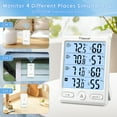 thumbnail image 4 of Geevon Indoor Outdoor Thermometer Wireless, Large LCD Display Digital Hygrometer Thermometer Temperature Humidity Monitor with 3 Remote Sensors and Backlight, Battery-Powered(White With Backlight), 4 of 10