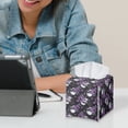 thumbnail image 6 of Psesaysky Waterproof Tissue Box Holder, Square PU Leather Tissue Box Cover, Purple Rose Skull Decorative Facial Paper Organizer Dispenser for Bathroom, Night Stands, Desk, 5.1X5.1X5.5'', 6 of 7