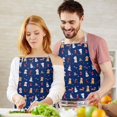 thumbnail image 3 of Dark Blue Christmas Dog and Snowman Apron-Garden Aprons for Women with Pockets-Cotton Linen Waterproof Kitchen Cooking Gardening Aprons Adjustable for Kitchen,Cooking,BBQ and Salon 32"x27", 3 of 7