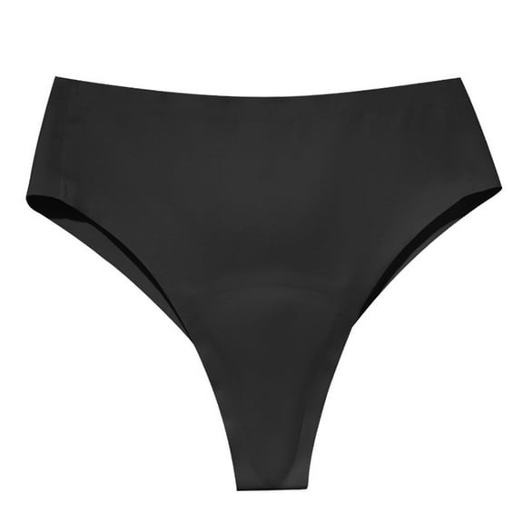 ZQUUVOU Invisibles Thongs for Women Yoga Thong Mid Rise Ice Silk Underwear No Show Breathable Latex Lined Workout Panties Black