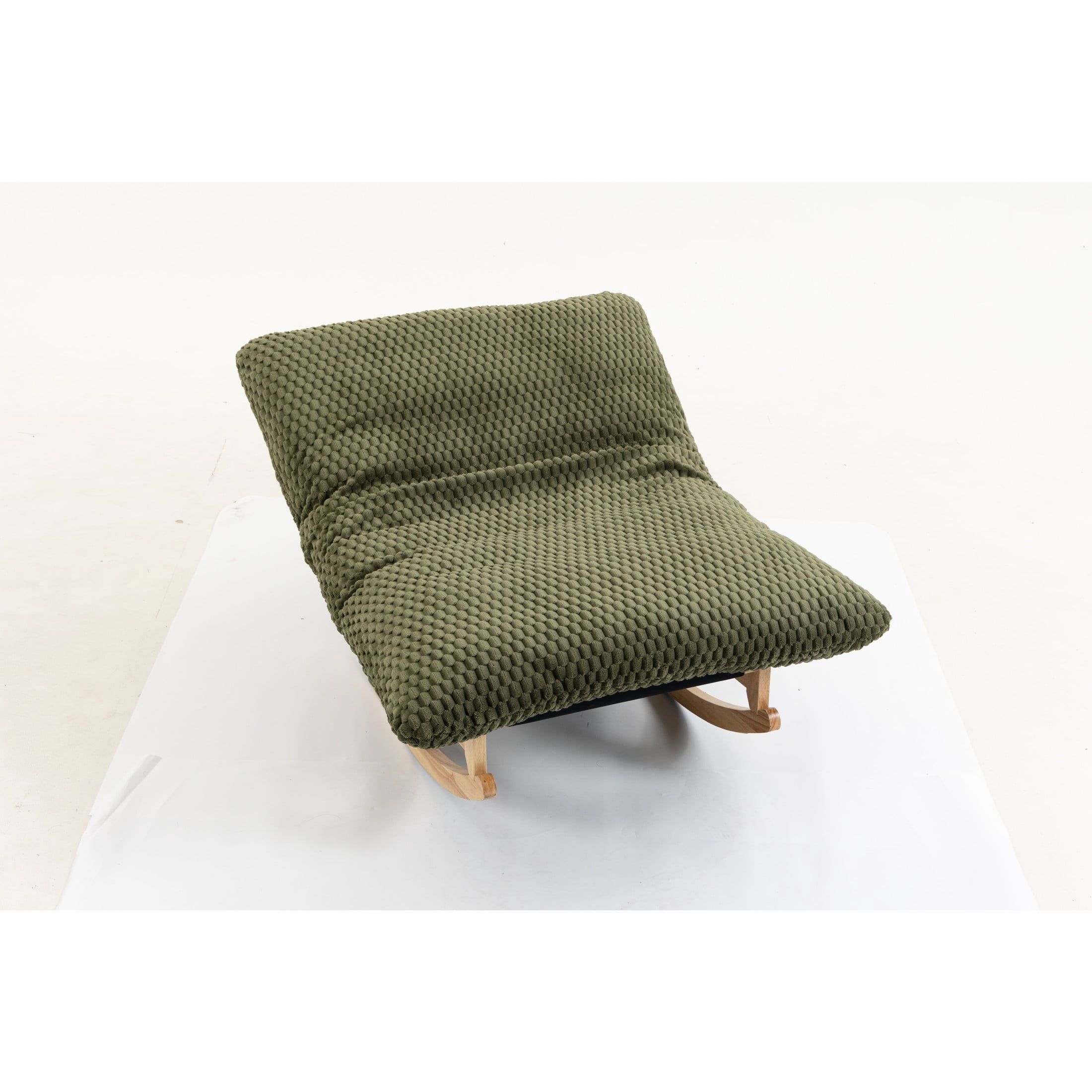 GDF Studio Alaric Corduroy Bean Bag Rocking Chair with Solid Wood Frame, Lazy Sofa for Living Room, Bedroom, Green