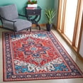 thumbnail image 3 of SAFAVIEH Tucson Medici Traditional Machine Washable Area Rug, 4' x 4' Square, Red/Blue, 3 of 14