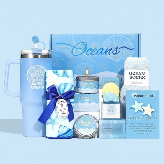 Birthday Gifts for Women Self Care Gifts for Women Spa Gifts Set Get Well Soon Gifts Baskets Care Package Blue Gifts Box Christmas Gifts for Mom Her Bestie Sister Best Friend Wife Girlfriend Coworker