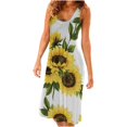 thumbnail image 2 of SMihono Robe Maxi Bohème d'Été pour Femmes Grande Taille Mode pour Femmes à Col Rond Sans Manches Robe Chandail Imprimée Robe de Plage Évasée, 2 of 5