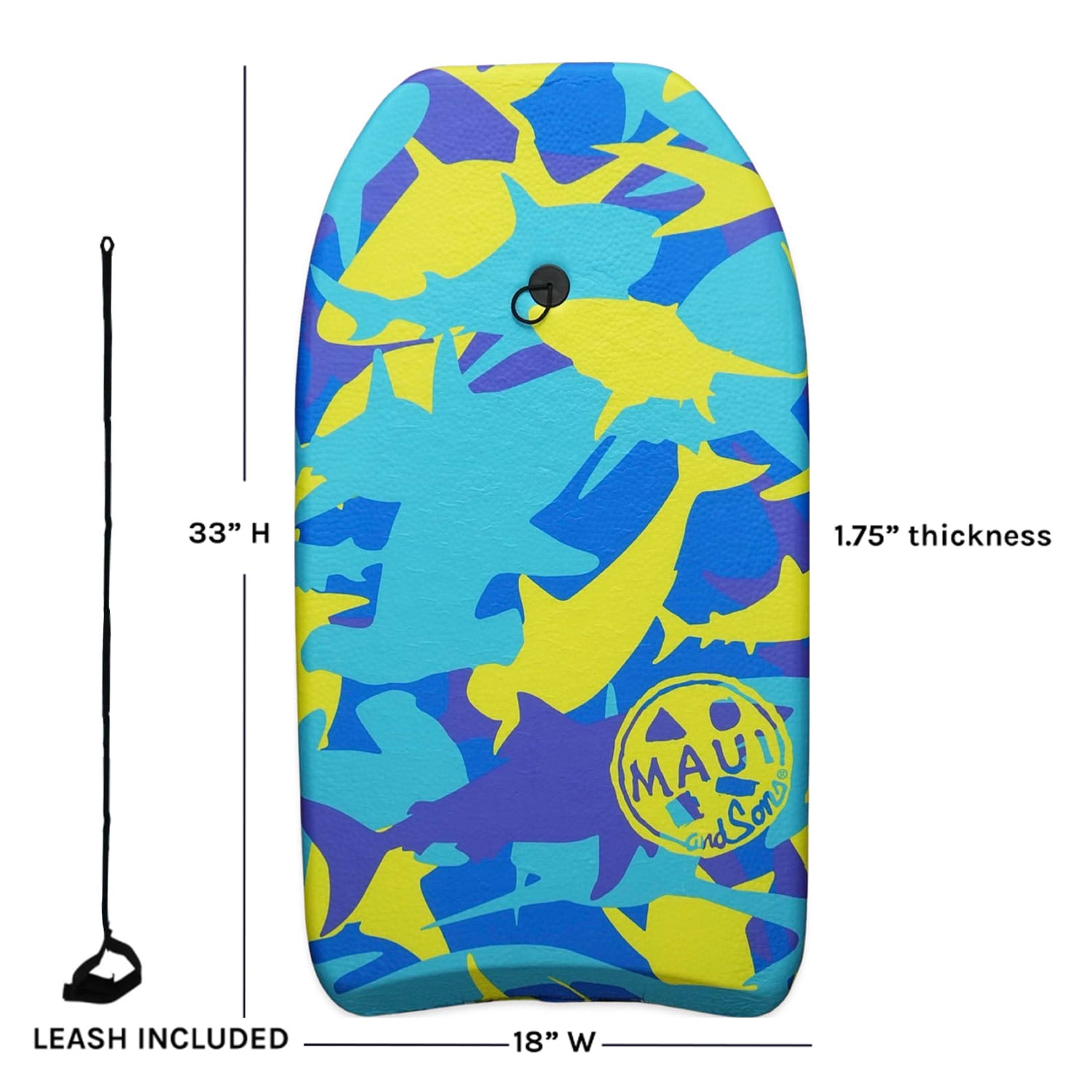 Maui and Sons 33 inch Lightweight Bodyboard with Leash