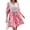 Pink, variant on Summer Puff Sleeve Women Floral Print Patchwork Tie Mini Dress