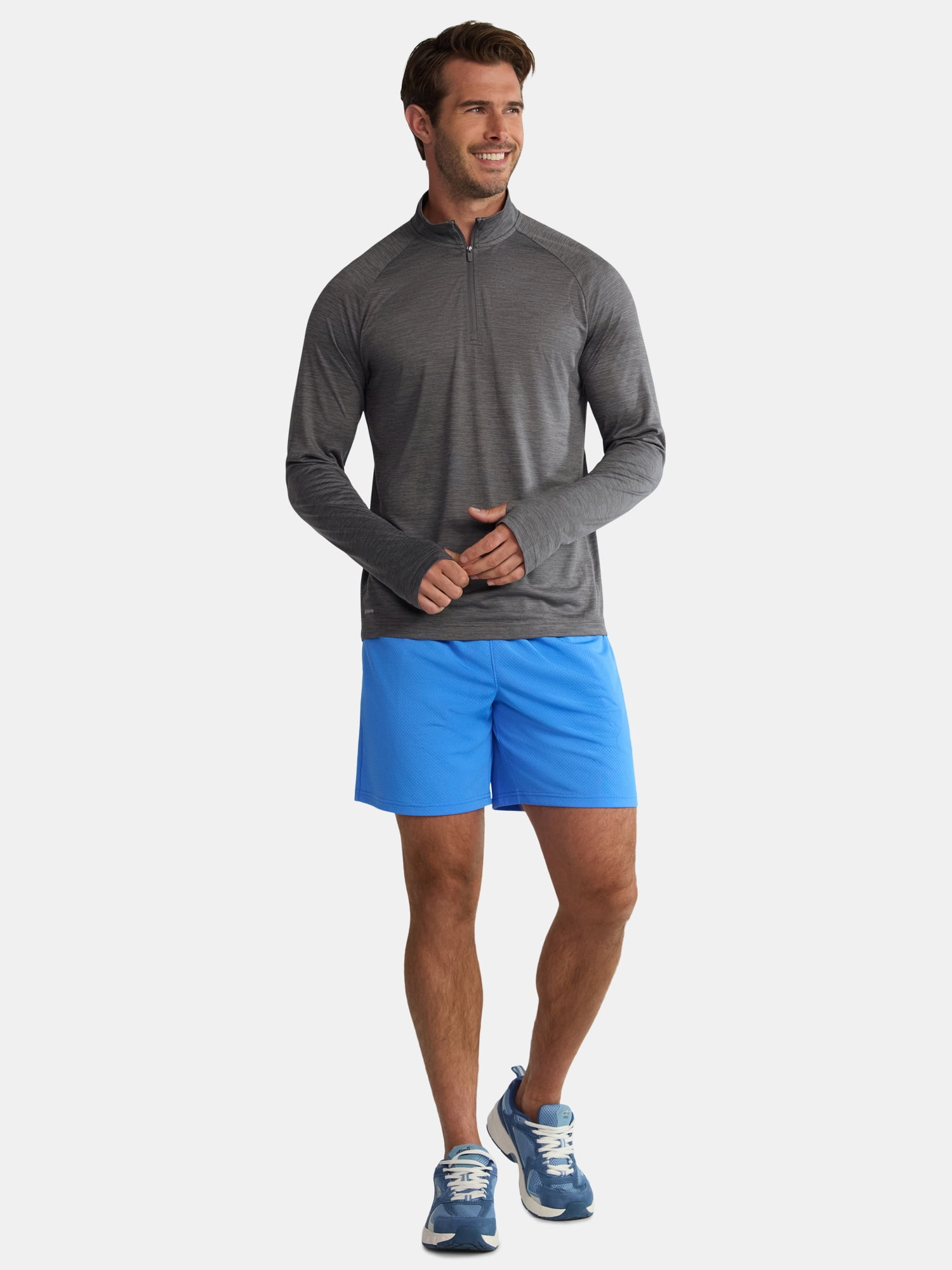 Athletic Works Men's & Big Men's Space Dye Jersey Quarter Zip Long Sleeve Shirt, Sizes S-3XL