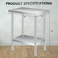 thumbnail image 2 of Table de Préparation en Acier Inoxydable 18 Pouces x 24 Pouces avec Tablette Inférieure Réglable, Table de Cuisine Commerciale Robuste, pour Restaurants, Maison, Extérieur, 2 of 6