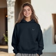 thumbnail image 4 of Dalix Butterfly Embroidery Relaxed Hoodie Soft Fleece Sweatshirt Fit Lounge Womens in Navy Blue S Small, 4 of 5
