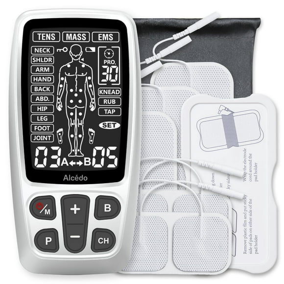 Estimulador muscular Alcedo TENS + EMS para aliviar el dolor, masajeador de pulso eléctrico recargable con 41 modos para el tratamiento del dolor de espalda y cuello, compatible con HSA FSA.