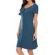 thumbnail image 2 of Gibobby Pijamas mujer invierno Ropa de dormir de enfermería con botones de manga corta para mujer, ropa de casa cómoda de maternidad para verano y otoño(Azul claro,M), 2 of 5