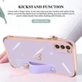 thumbnail image 6 of Compatible with Samsung Galaxy S20 FE 6.5" Case Thin for Women Girls,Soft TPU Plating Bumper Wristband Holder Case Slim Anti-Scratch Shockproof Love Heart Cute Case(Elegant Purple), 6 of 14