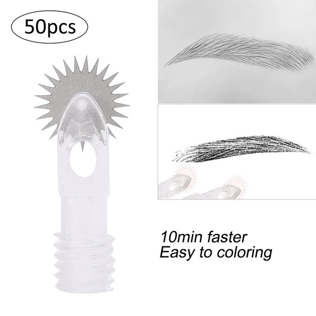 Rodillo para tatuajes, 50 piezas de agujas para tatuajes de microblading, rodillo para tatuajes de cejas, rodillo de niebla para microblading, tecnología avanzada